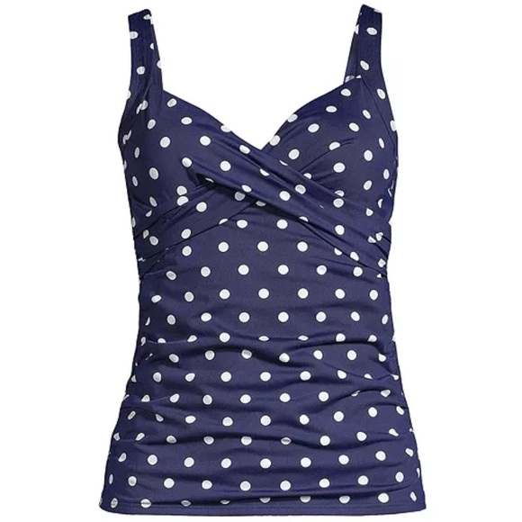 Lands' End Other - Land’s End Tummy Control Underwire Tankini Swimsuit Top Navy Polka Dot Size 10